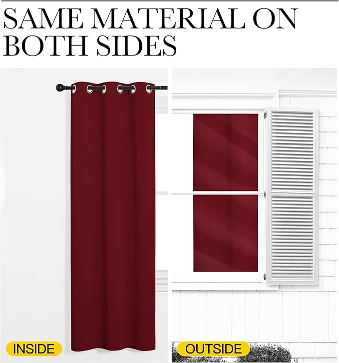 NICETOWN Christmas Short Blackout Curtains for Small Kitchen Window, Thermal Insulated Solid Grommet Blackout Curtains/Drapes for Living Room (1 Pair, 42 by 50 inches, Burgundy Red)