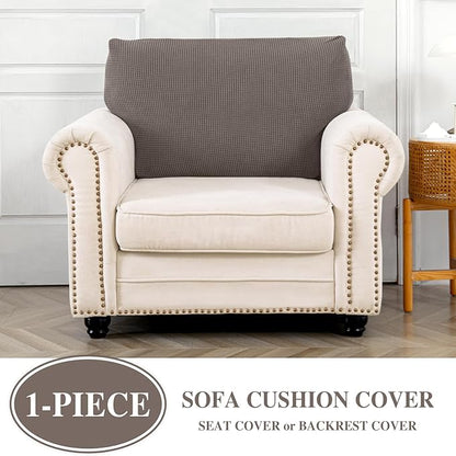Couch Cushion Cover Seat Cushion Cover Stretch Armchair Cover Separate Sectional Sofa Slipcovers Furniture Protector(1 Piece for Seat or Sofa Backrest, Taupe)