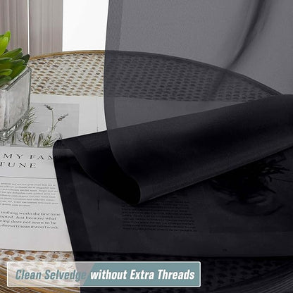 Halloween Black Sheer Curtains 63 Inch Length 2 Panels, Voile Sheer Curtain for Living Room, Breathable Light Filtering Window Treatments, Soft Fabric Dual Rod Pocket Drapes, 2x42Wx63L Inches