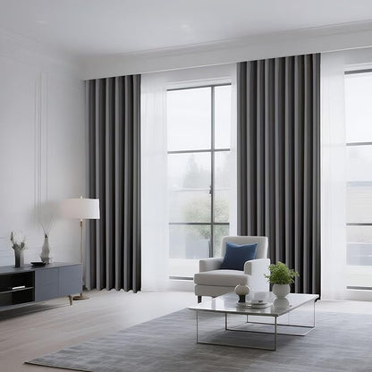 CUCRAF Light Grey Blackout Curtains 84 inch Length 2 Panels Set, Rod Pocket Room Darkening Drapes for Bedroom Living Room, Insulated Thermal Light Blocking Window Curtain (W52 x L84 Inch)