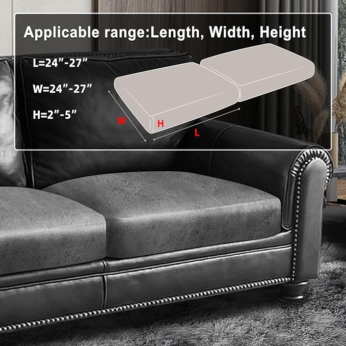 Leather Look Couch Cushion Covers Sofa Seat Slipcovers Sets Couches Furniture Protector for Sectional Armchair Loveseat Pets Kids Stretch Spandex Fabric (2 Cushion Loveseat, Light Grey)