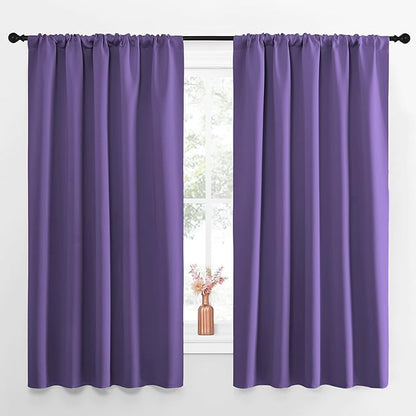 NICETOWN Blackout Curtains for Living Curtains, Lilac Purple, Set of 2, 52 by 63 Inch, Window Treatment Blackout Curtain Panels, Home Decor Thermal Insulated Solid Drapes for Bedroom