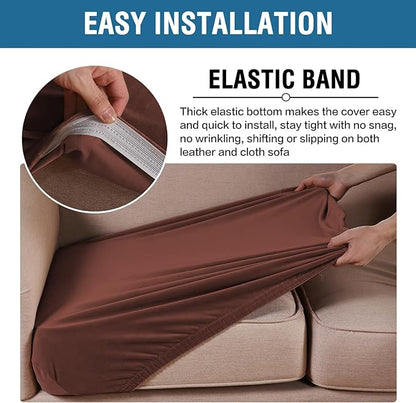 H.VERSAILTEX Velvet Stretch Couch Cushion Cover Plush Cushion Slipcover for Chair Cushion Furniture Protector Seat Cushion Sofa Cover (1 Piece Armchair Cushion Covers, Burnt Brick)