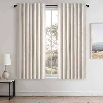 54 Inch Long Blackout Tiers Curtains for Small Window Elegant Short Curtain Drapes for Livingroom Bedroom Thermal Insulated Linen Cafe Drapes (2 Panels, 52 inches Wide by 54 inches)Cream Ivory