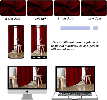 Simplebrand Ava Red Blackout Curtains for Bedroom 84 Inch Length 2 Panels Set, Solid Thermal Insulated Privacy Living Room Window Treatment Curtains Blackout Drapes, W50 x L84 Inch, Red