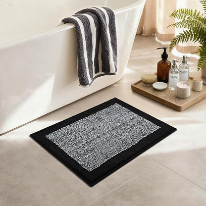 Bathroom Rugs 24x17 Non Slip Washable, Black Bath Mat for Bathroom Floor Tub, Soft Absorbent Quick Dry Mats for Shower, Bathtub,Home Decor