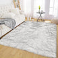 Latepis Area 5x7 Shag Rug White with Grey Tips Washable Fur Rugs Faux Sheepskin Fluffy Rug for Living Room Bedroom Plush Rugs Home Decor Rectangle