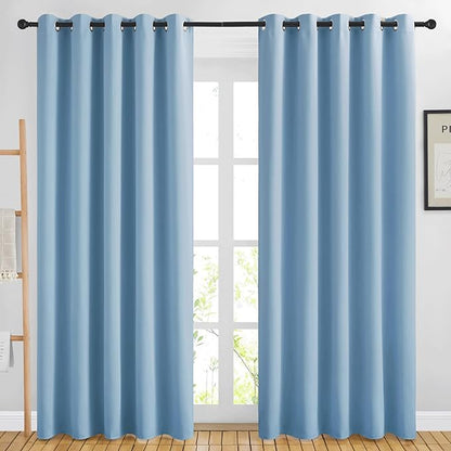 NICETOWN Room Darkening Blue Curtains for Living Room - Solid Thermal Insulated Sound Reducing Grommet Room Darkening Curtains Drapes for Bedroom/Patio (2 Panels, W66 x L84)