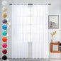 youleyar Sheer Rod Pocket Curtain Voile Draperies 2 Panels White Beige Black Grey Coffee 52 Inch Width 45 Inch Long 1 Pair for Kitchen Bedroom Children Living Room Yard (Optical White,52Wｘ45L)