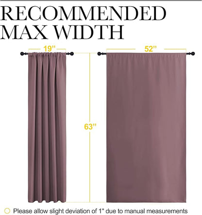 NICETOWN Blackout Curtains for Living Curtains, Room Darkening Curtains & Drapes for Kids Bedroom, Home Decoration Draperies (Dry Rose, 52" x 63", 2 PCs)