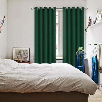 BGment Blackout Curtains for Bedroom - Grommet Thermal Insulated Room Darkening Drapes for Living Room, Set of 2 Panels (70 x 84 Inch, Emerald Green)