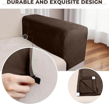 Couch Arm Covers 2 Pcs Sofa Armrest Covers Stretch Couch,Armrest Cover for Chairs Scratch-Resistant Sofa Arm Cover Armchair Slipcovers,Coffee