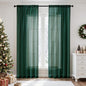MIULEE 2 Panels Christmas Solid Color Sheer Window Curtains Elegant Window Voile Panels/Drapes/Treatment for Bedroom Living Room (54X54 Inches Hunter Green)