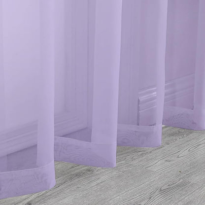 Chyhomenyc Sheer Lilac Tier Curtains 24 Inch Length, Small Window Curtains Treatment for Bathroom Living Room Basement, Short Rod Pocket Cafe Curtain, 42W x 24L Inches, 2 Panels