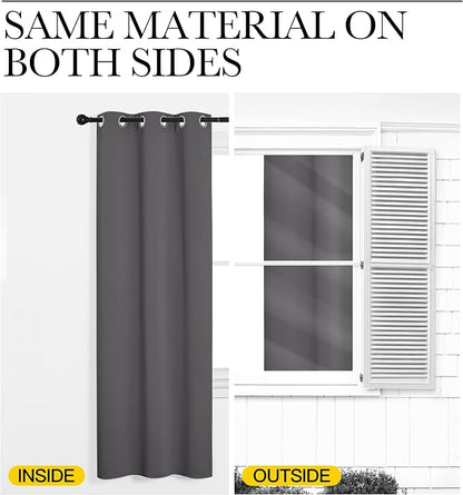 NICETOWN Blackout Curtains Panels for Bedroom, 2 Panels, 52 x 70 Inch, Gray, 3 Pass Microfiber Noise Reducing Thermal Insulated Solid Ring Top Blackout Window Drapes