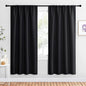 NICETOWN Living Room Blackout Shades - All Season Rod Pocket Thermal Insulated Solid Blackout Curtains/Drapes for Living Room (Set of 2, 42 inches by 72 Inch, Black)