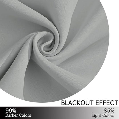 Yakamok Blackout Curtains for Bedroom,Grommet Thermal Insulated Room Darkening Curtains for Living Room,1 Panel (38 x 84Inch, Light Grey)