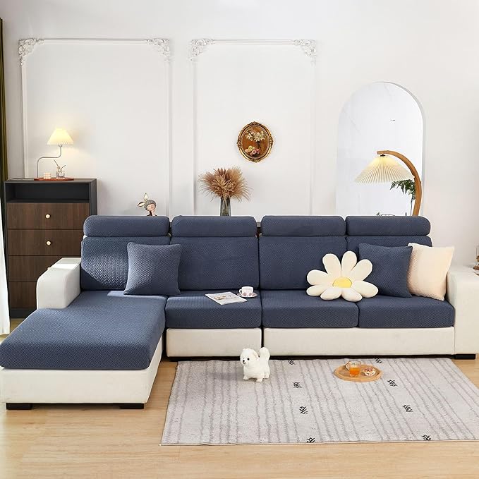 Sofa Covers Couch Covers for Sofa Pet Friendly Couch Cushion Covers Universal Sofa Covers Washable Stretch Slipcovers for Sectional Sofa (Texture Metal Gray,Large Single Seat Cover)