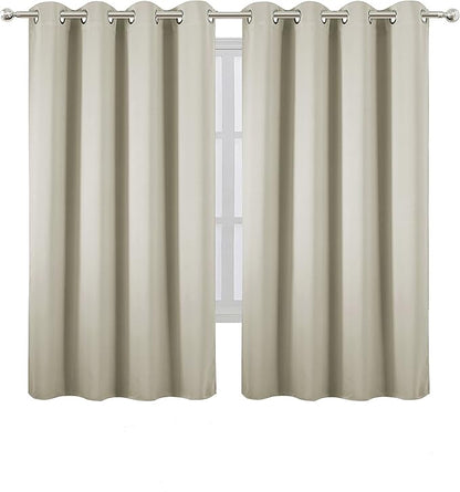 LEMOMO Light Beige Thermal Blackout Curtains/52 x 63 Inch/Set of 2 Panels Room Darkening Curtains
