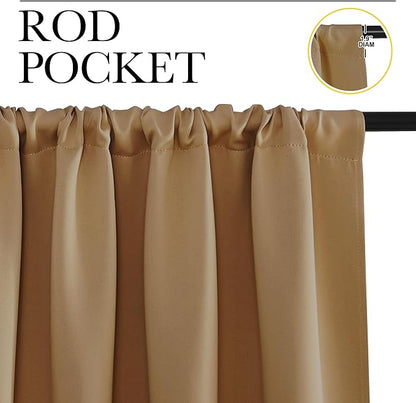 NICETOWN Blackout Curtains for Living Curtains, Gold Brown, 2 Panels, 42 by 72, Room Darkening Window Curtain Panels, Easy-Care Solid Thermal Insulated Draperies/Drapes for Daughter Room
