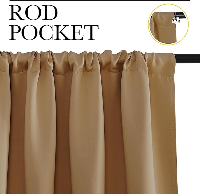 NICETOWN RV Blackout Curtains for Camper Windows, Gold Brown, 29" Wide by 40" Long, 2 PCs, Short Blackout Curtains & Drapes, Thermal Insulated Blackout Curtain Panels for Kids Room, Play Room