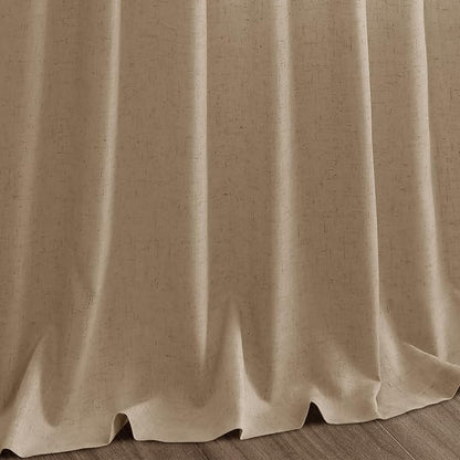 Sand Beige Linen Curtains for Living Room 126 Inches Long Simple Modern Light Filtering Semi Sheer Curtain Back Tab Rustic Home Decor Drapes Floor to Ceiling High Window for Bedroom 52x126, 2 Panels