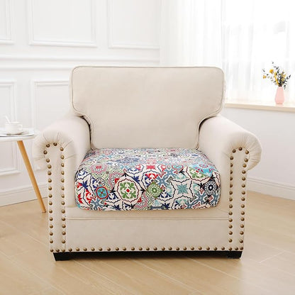 hyha Printed Couch Cushion Covers, Floral Sofa Covers Washable for Cushion Couch, Stretch Pattern Outdoor Cushion Covers for Patio Furniture with Elastic Bottom(Small, Patchwork Moroccan)