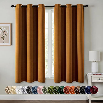 MIULEE Gold Brown Blackout Curtains - Bedroom Window Treatment Curtains Thermal Insulated Room Darkening Drapes for Living Room Kitchen Grommet Light Blocking Drapery, 40 x 54 Inches Long, 2 Panels