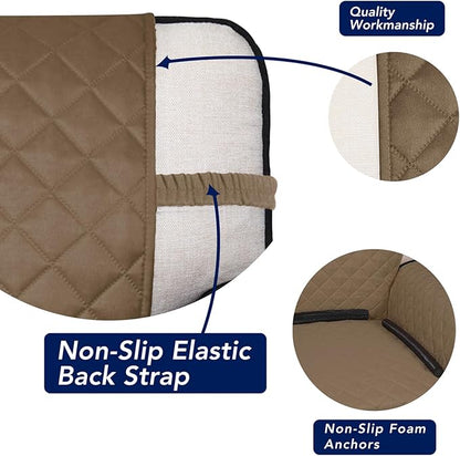 PureFit Reversible Quilted Sofa Cover, Water Resistant Slipcover Furniture Protector, Washable Couch Cover with Non Slip and Elastic Straps for Kids, Dogs, Pets (Oversized Loveseat, Camel/Ivory)