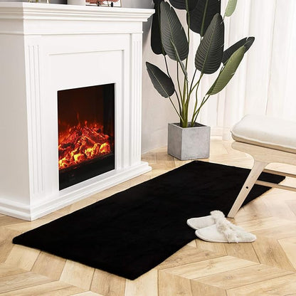 Ashler Faux Fur Rug, Ultra Soft Faux Rabbit Fur, Black Area Rugs, 2.2 x 6 Feet Rectangle, Machine Washable Nursery Decor Throw Rugs for Bedroom, Kids Room, Living Room