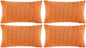 Fancy Homi 4 Packs Orange Fall Decorative Throw Pillow Covers 16x24 Inch for Couch Bed Sofa, Halloween Pumpkin Autumn Home Decor, Soft Cute Plush Corduroy Striped Cushion Case 40x60 CM