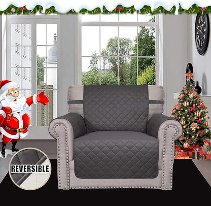 Easy-Going Chair Sofa Slipcover Reversible Sofa Cover Water Resistant Couch Cover Furniture Protector Cover with Elastic Straps for Pets Kids Children Dog Cat (Chair, Gray/Ivory)