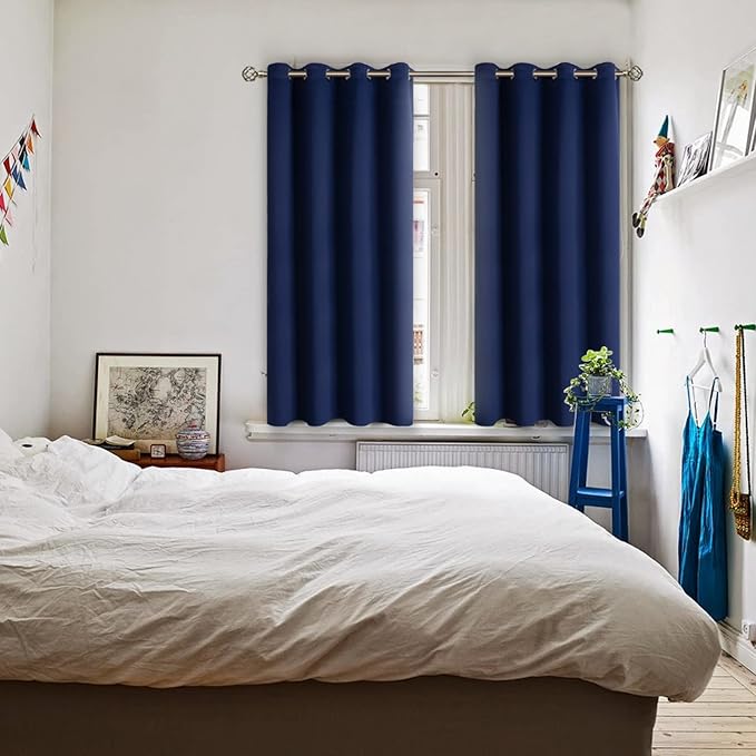 BGment Blackout Curtains for Living Room - Grommet Thermal Insulated Room Darkening Curtains for Bedroom, Set of 2 Panels (52 x 45 Inch, Navy Blue)