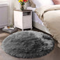 Latepis Dark Grey Rugs for Living Room Round Rugs 6ft Fluffy Circle Fuzzy Shag Rug for Bedroom Dorm Plush Accent Washable Faux Fur Rug Home Decor