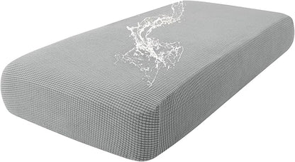 hyha Waterproof Couch Cushion Covers for Pets, Non Slip Sofa Seat Cover for Dogs Washable, Soft Thick Stretch Jacquard Fabric, Sofa Slipcovers with Elastic Bottom (1 Piece for Medium, Light Grey)