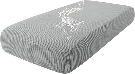 hyha Waterproof Couch Cushion Covers for Pets, Non Slip Sofa Seat Cover for Dogs Washable, Soft Thick Stretch Jacquard Fabric, Sofa Slipcovers with Elastic Bottom (1 Piece for Medium, Light Grey)