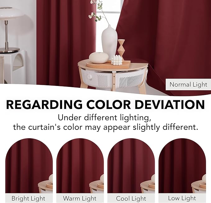 Deconovo Blackout Curtains, Thermal Insulated, W42 x L84 2 Panels, Back Tab, Machine Washable, Room-Darkening Drapes for Bedroom/Living Room Burgundy Red