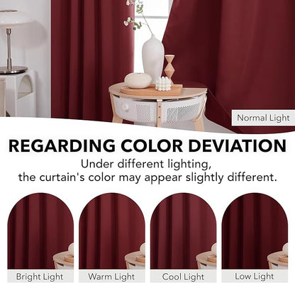Deconovo Blackout Curtains, Thermal Insulated, W42 x L84 2 Panels, Back Tab, Machine Washable, Room-Darkening Drapes for Bedroom/Living Room Burgundy Red