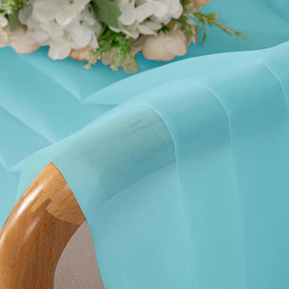 OVZME Sheer Curtains 84 Inches Long 2 Panels Set, Light Filtering Transparent Lightweight Soft Window Treatment Panels for Study Room Living Room Guest Room, Each 42W x 84L Inches, Aqua