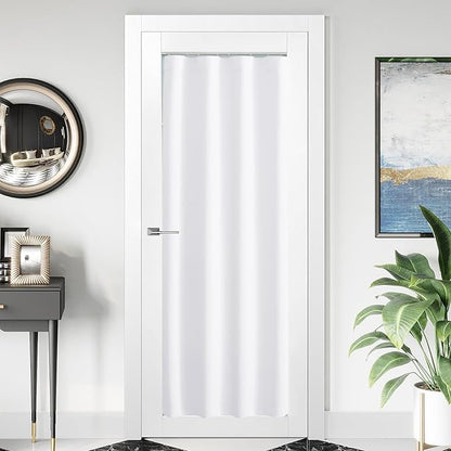 NICETOWN 1 Panel Blackout Door Curtain, Thermal Insulated Privacy Window Covering for Patio French Front Door Sidelight Curtain, Rod Pocket and Ceiling Track, W36 x L72 inch, Pure White