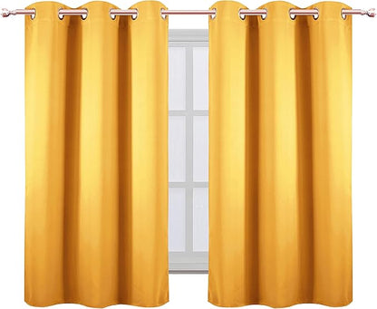 LEMOMO Yellow Thermal Blackout Curtains/38 x 54 Inch/Set of 2 Panels Room Darkening Curtains for Bedroom