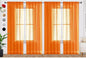 SpaceDresser Orange Sheer Curtains 4 Panels Rod Pocket Semi-Sheer Curtain 90 Inches Long Light Filtering Voile Window Drapes for Bedroom Living Room Kitchen, Each 52W x 90L