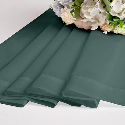 Chyhomenyc Hunter Green Sheer Valances for Windows - Light Filtering Small Kitchen Curtains, Rod Pocket Short Top Window Treatment Decor for Living Room Bathroom Basement, 42Wx16L inches, 2 Panels