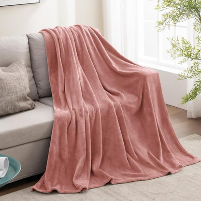 BEDELITE Fleece Blanket Twin Size Dusty Pink Throw Blankets for Couch & Bed, Luxury Plush Cozy Fuzzy Blanket 60x80 inches, Super Soft Warm Lightweight Throw Blanket for Travel Camping