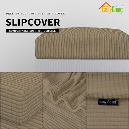 Easy-Going Stretch Cushion Cover Sofa Cushion Furniture Protector Sofa Seat Sofa slipcover Sofa Cover Soft Flexibility with Elastic Bottom(Oversized Sofa Cushion,Tan)