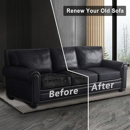 Leather Look Couch Cushion Covers Sofa Seat Slipcovers Sets Couches Furniture Protector for Sectional Armchair Loveseat Pets Kids Stretch Spandex Fabric (3 Cushion Sofa, Dark Grey)