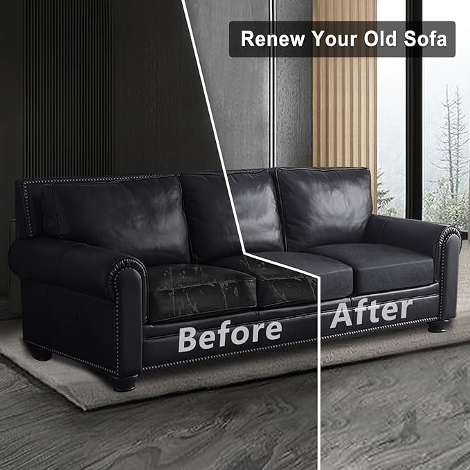 Leather Look Couch Cushion Covers Sofa Seat Slipcovers Sets Couches Furniture Protector for Sectional Armchair Loveseat Pets Kids Stretch Spandex Fabric (3 Cushion XL Sofa, Dark Grey)