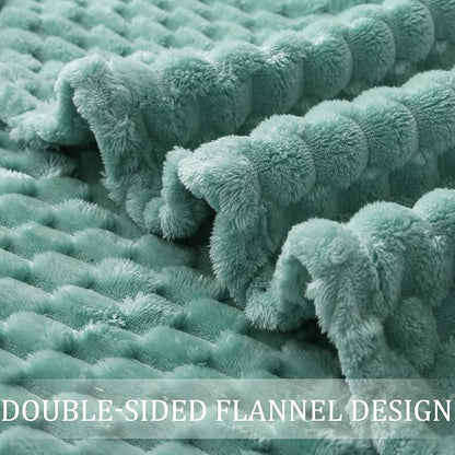 Exclusivo Mezcla Fleece Queen Blanket for Bed, Extra Large Fuzzy Celadon Bed Blankets, Soft Cozy Plush Sofa Throws for All Seasons, 90x90 Inches