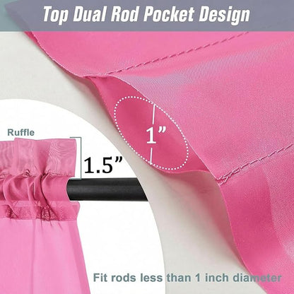 Sheer Curtains 63 Inch Length 2 Panels, Voile Sheer Curtain for Living Room, Breathable Light Filtering Window Treatments, Soft Fabric Dual Rod Pocket Drapes, Hot Pink, 2x42Wx63L Inches