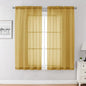 Chyhomenyc Gold Sheer Curtains 45 Inch Long 2 Panels, Short Voile Drapes for Dinning Small Windows Bathroom Living Room Bedroom, Rod Pocket, 42Wx45L Inches